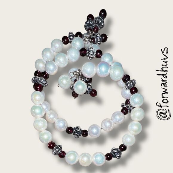 Freshwater Pearl & Garnet Bracelet – Sterling Wire – Appraised $1,795 (Insurance - Picture 10 of 14